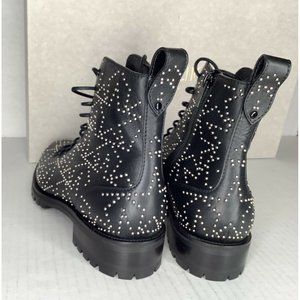 Jimmy Choo Cruz flat black/silver star leather boot EURO size 41